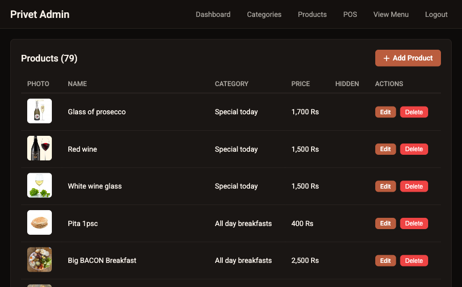 Admin product editor