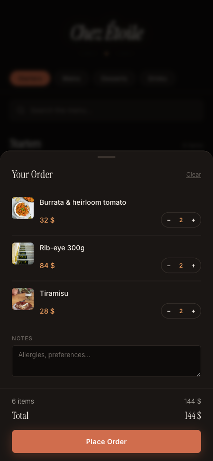 Guest cart on mobile